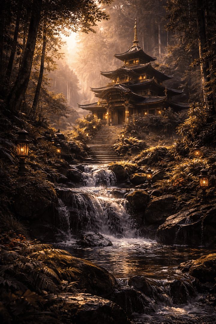 Golden-morning-at-the-temple-wallpaper-patakapix city wallpaper