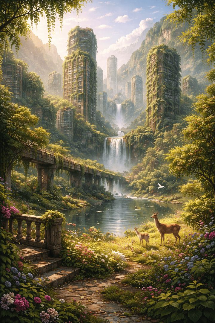 A-city-reclaimed-by-nature-wallpaper-patakapix city wallpaper