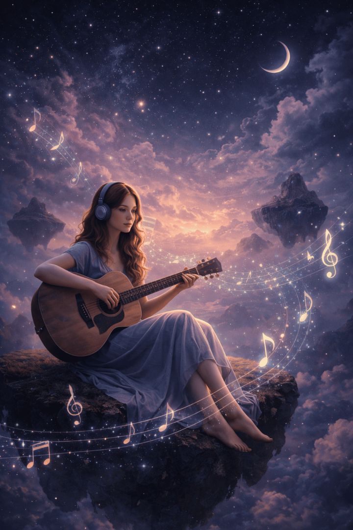 Fantasy Music Girl Wallpaper–Calm Melody Aesthetic Mobile Background Patakapix music wallpaper
