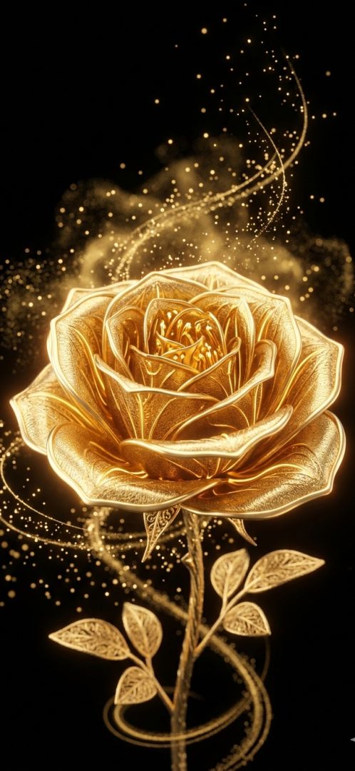 A golden 3D rose blooming in slow motion 3d  wallpaper wallpaper