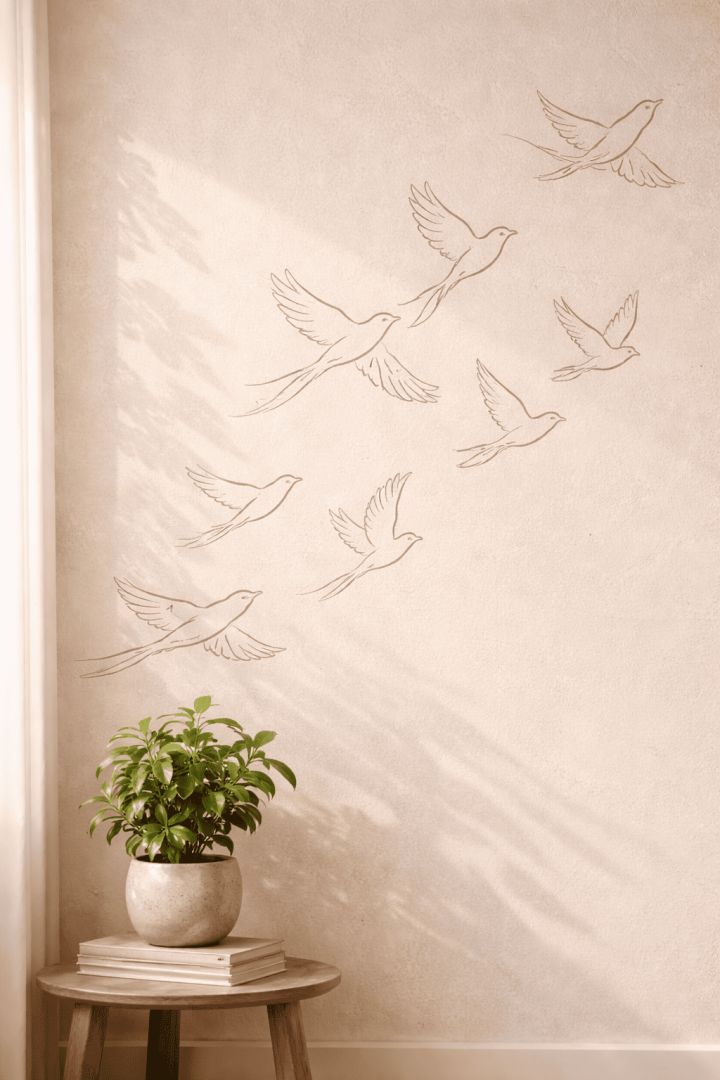 Birds in flight and leafy serenity calm wallpaper