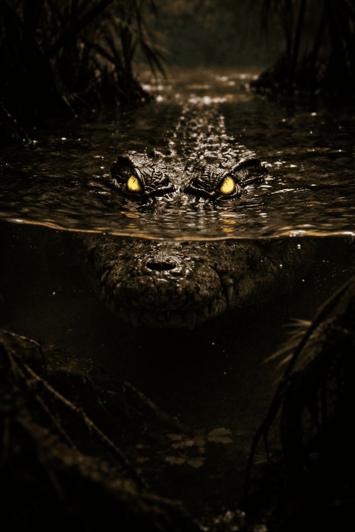 Crocodile eyes in murky waters aquatic animals wallpaper