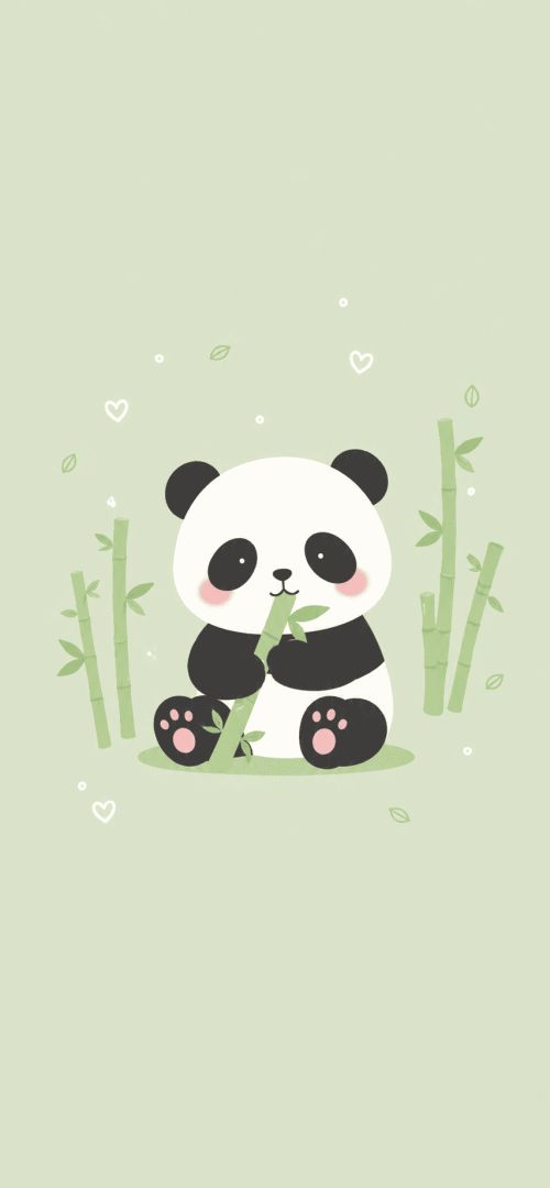 Cute panda enjoying bamboo snack cute wallpaper