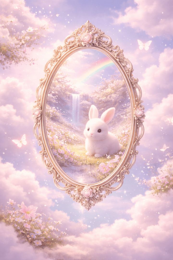 Dreamy mirror and pastel wonderland easter wallpaper wallpaper