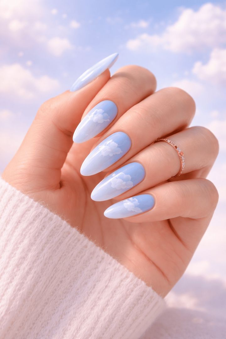 Dreamy sky-blue ombre nails spring nails wallpaper