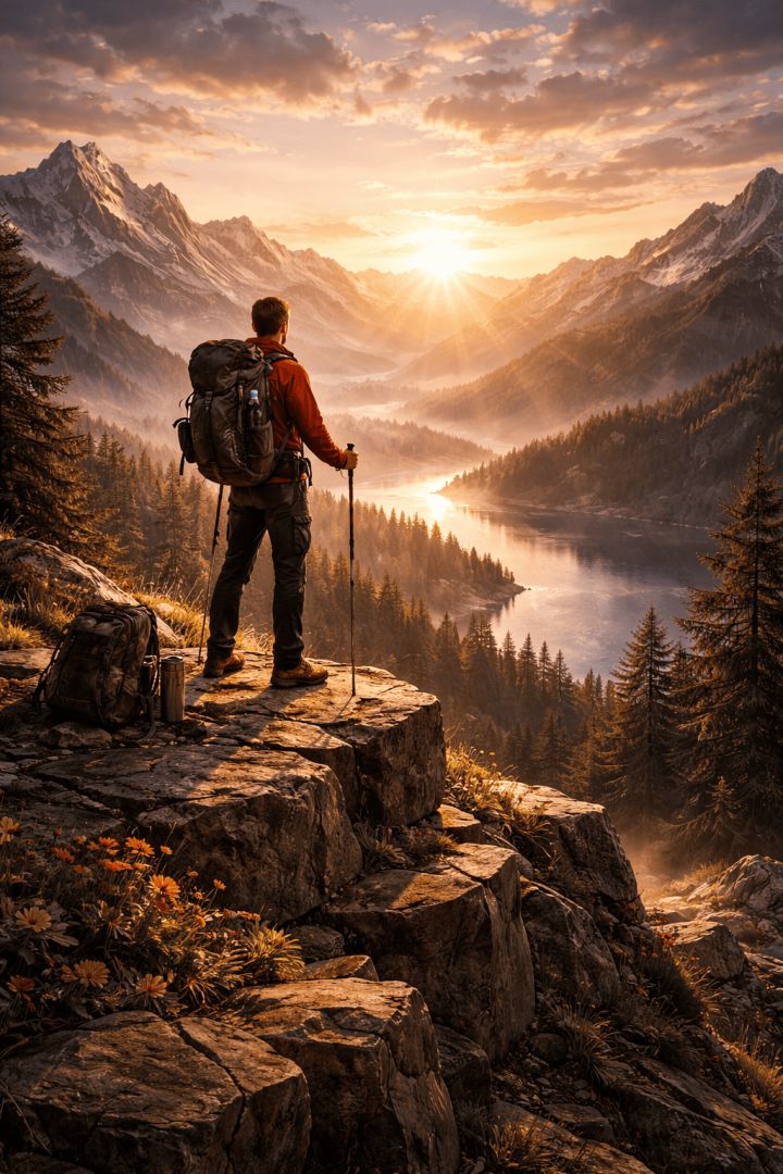 Morning hike on a mountain peak wallpaper patakapix motivation wallpaper