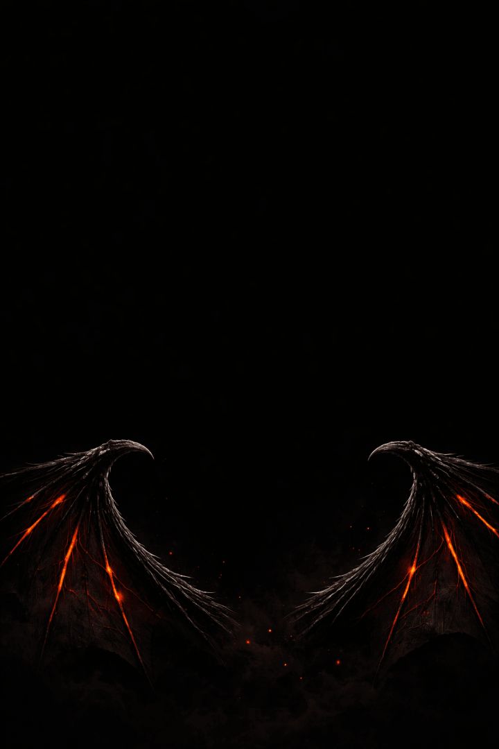 Fiery dragon wings in the dark mythic creature wallpaper