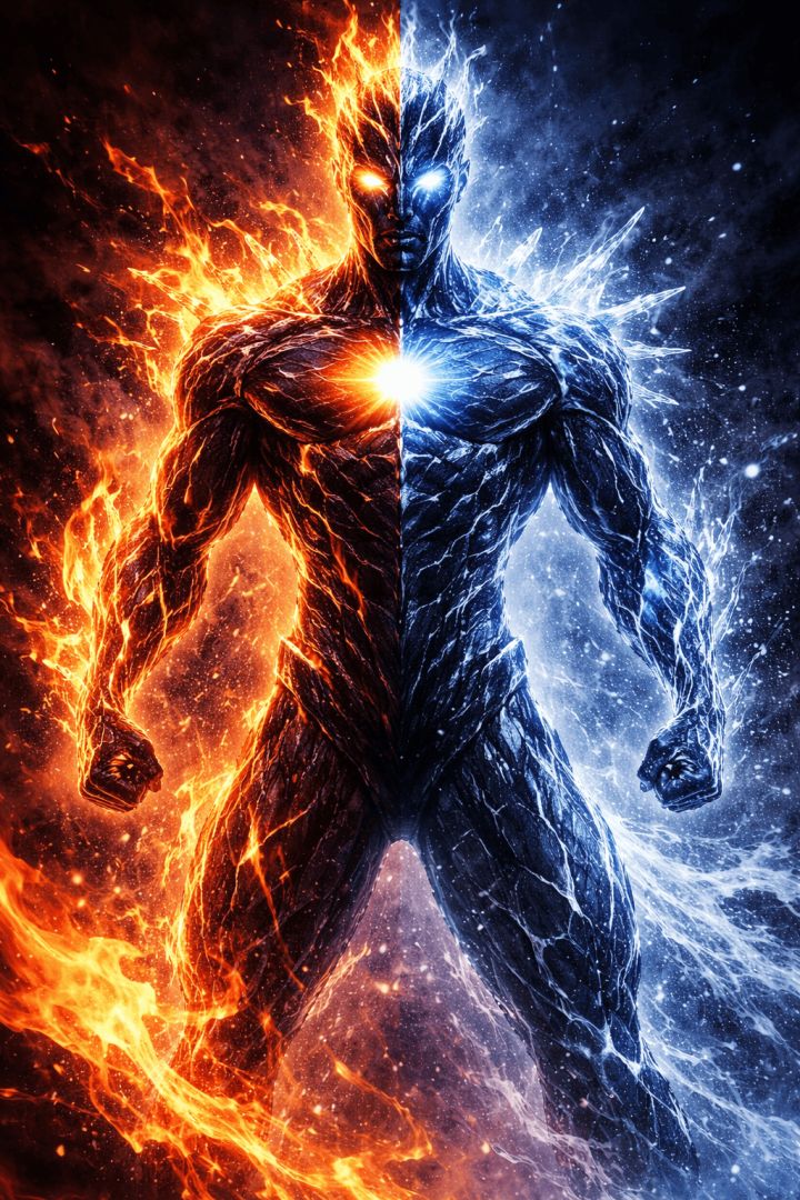 Fire and ice hero clash warrior wallpaper