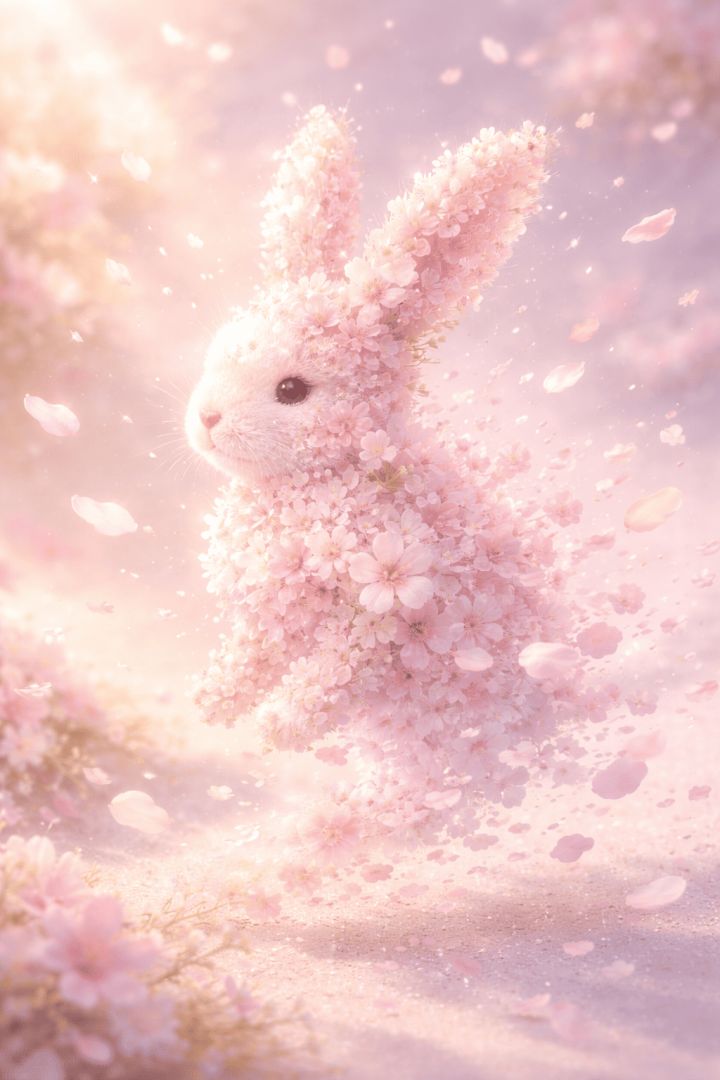 Flower bunny in pastel bloom easter wallpaper wallpaper