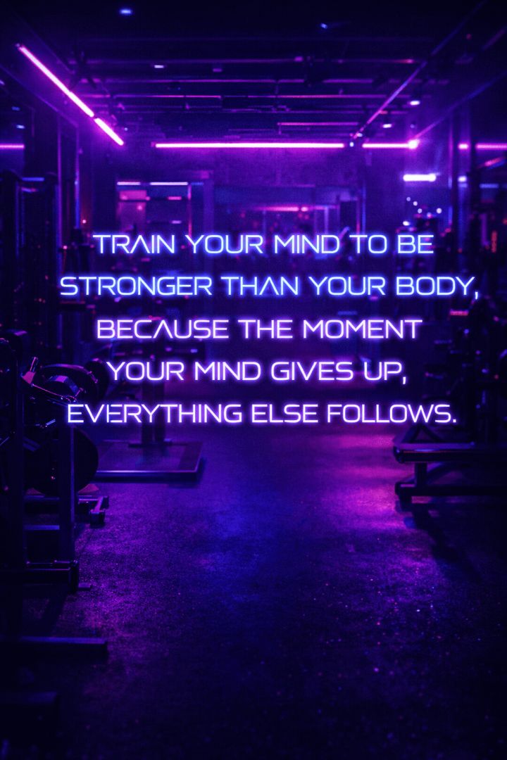 Futuristic gym with neon glow quotes wallpaper