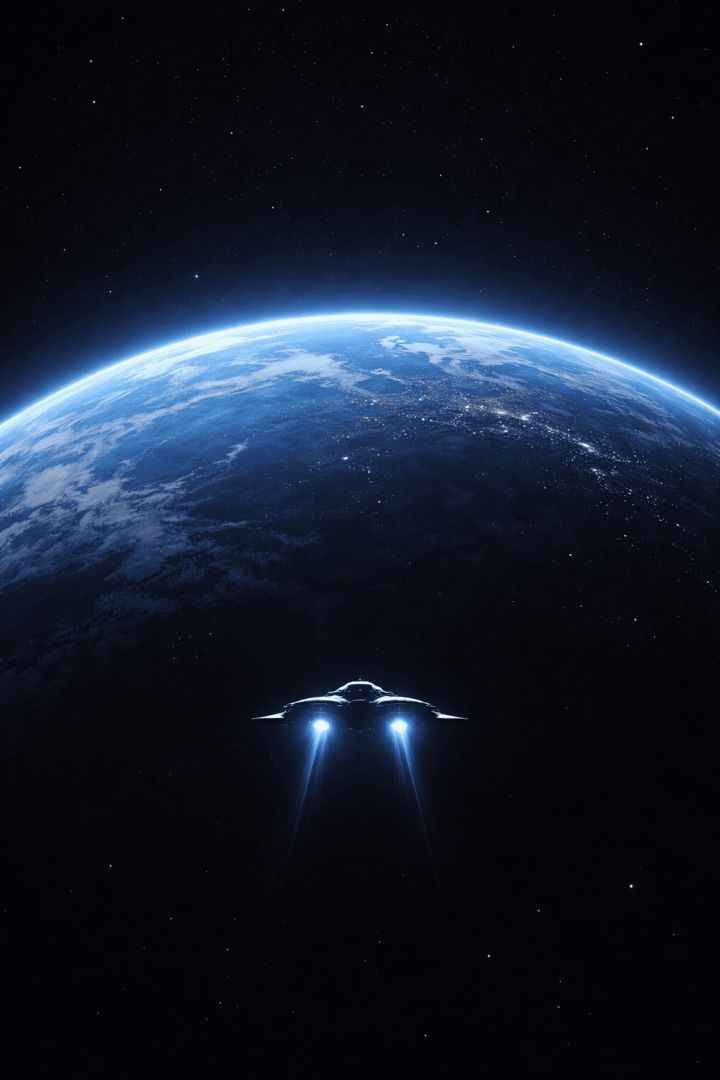 Futuristic ship against Earth’s glow space wallpaper