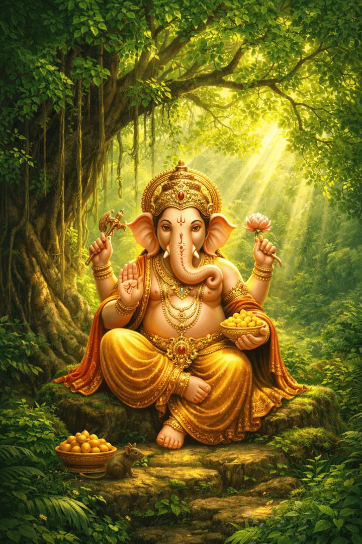 Ganesha under the banyan tree god wallpaper
