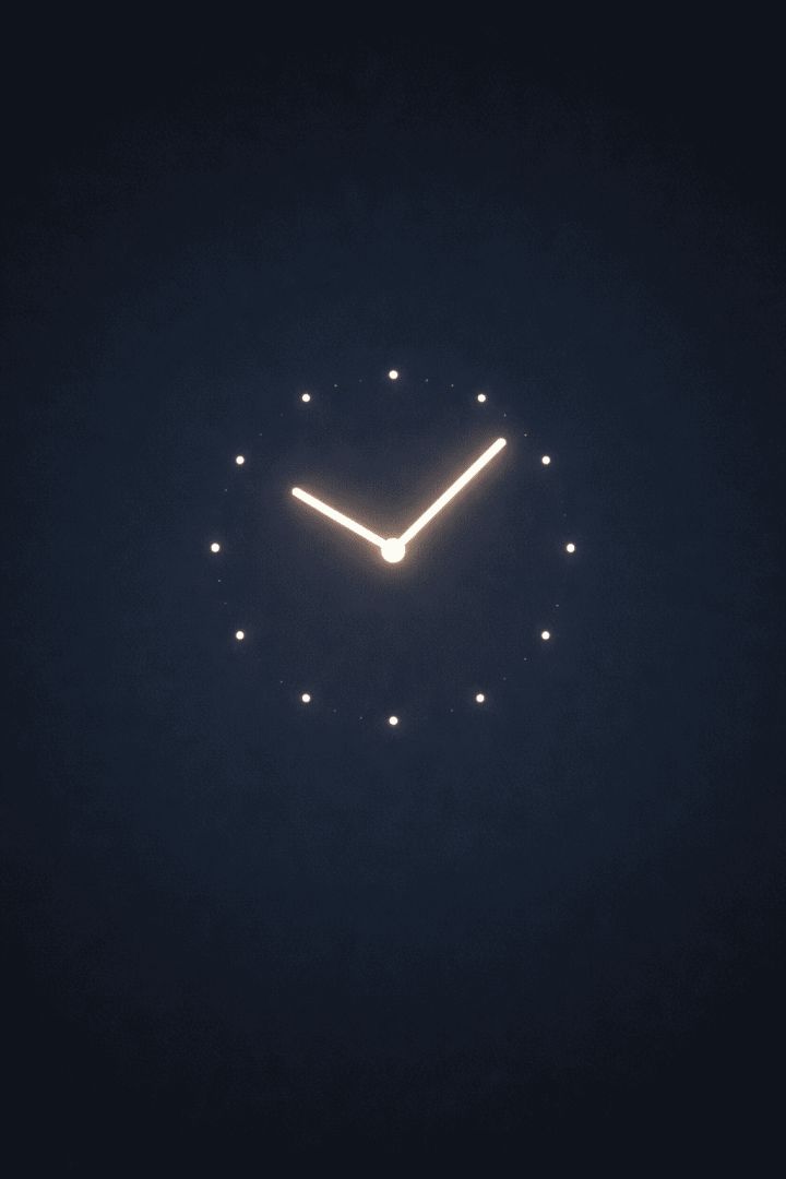 Glowing clock against a dark backdrop minimalist wallpaper