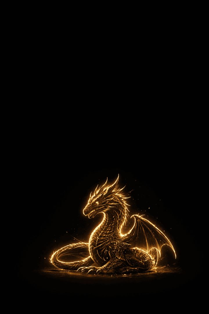 Golden dragon emblem in glowing elegance mythic creature wallpaper