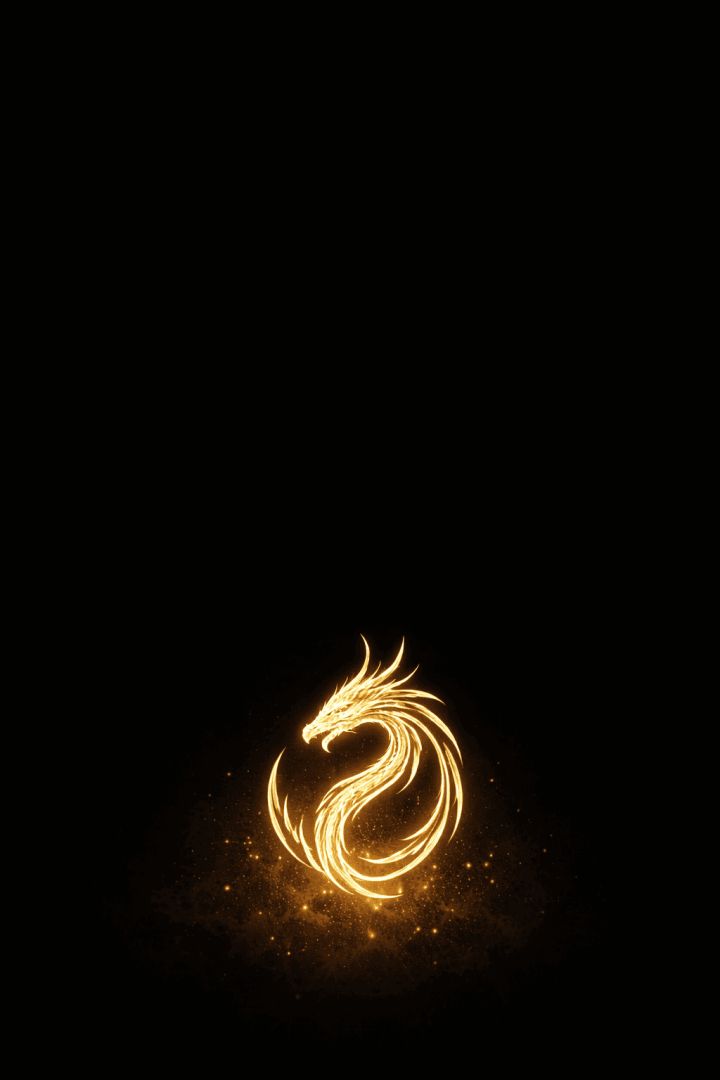 Golden dragon emblem in glowing elegance mythic creature wallpaper