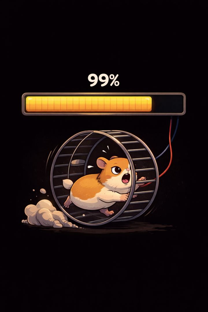 Hamster powering the final step funny wallpaper