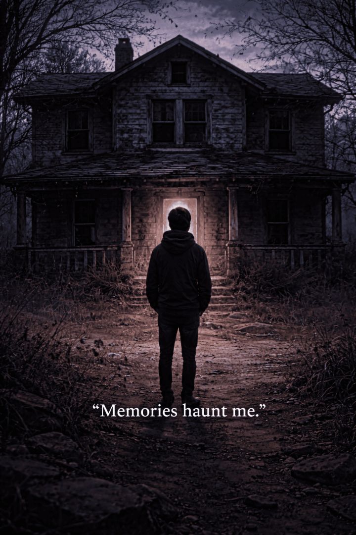 Haunting twilight at the abandoned house sad wallpaper