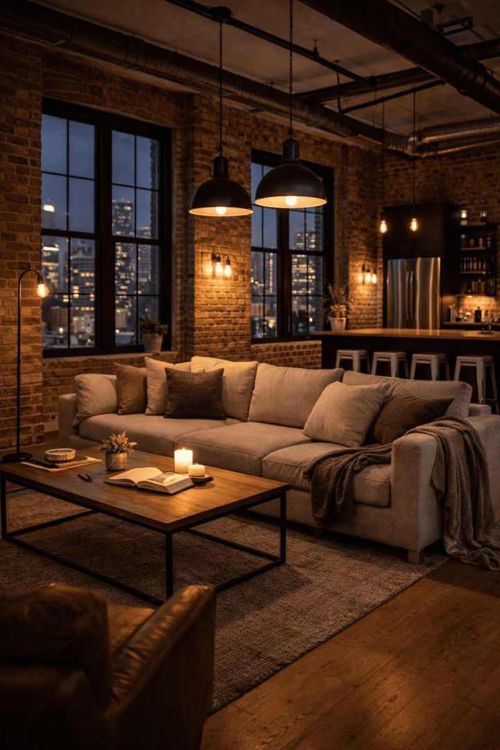Japandi-style serene living room design calm wallpaper