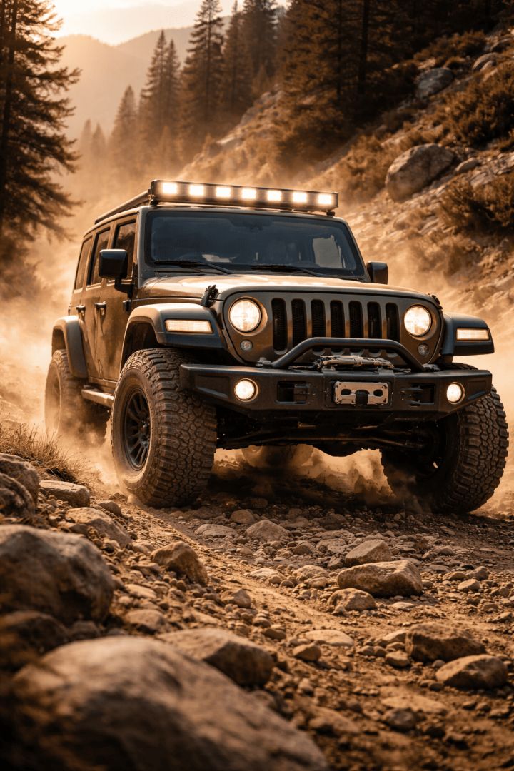 Jeep Wrangler conquering rugged terrain car wallpaper