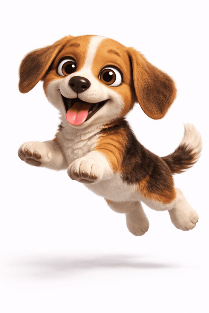 Joyful Beagle puppy in mid-leap 3d  wallpaper wallpaper