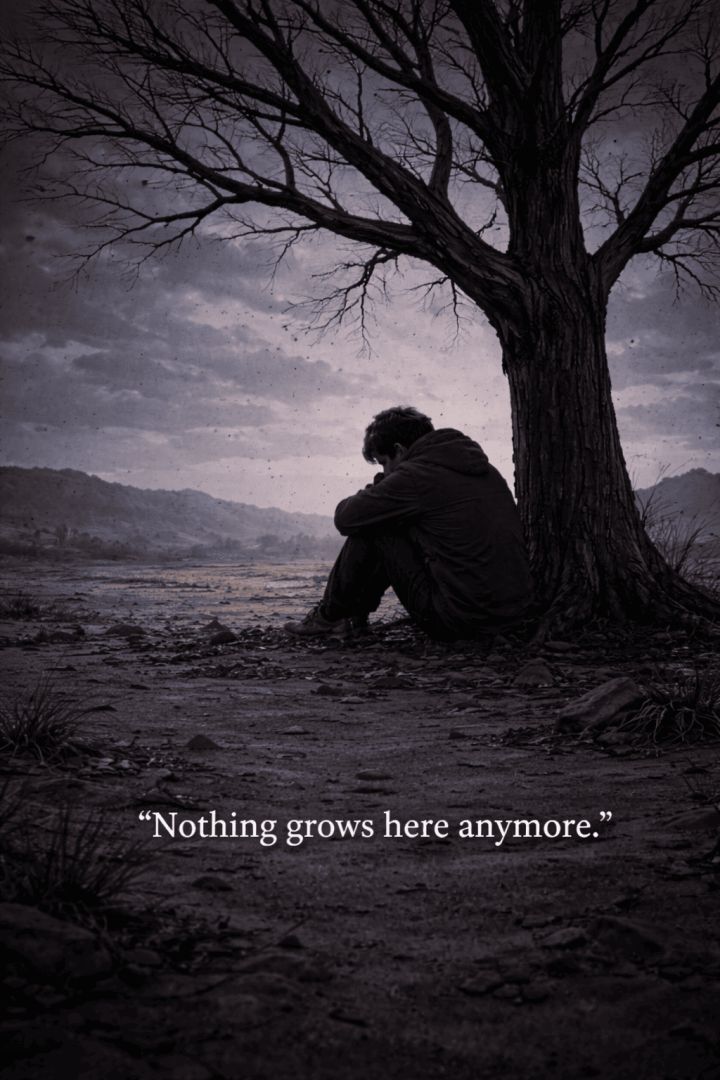 Lonely under a dying tree sad wallpaper
