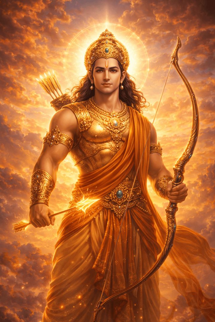 Lord Ram with bow at sunset god wallpaper