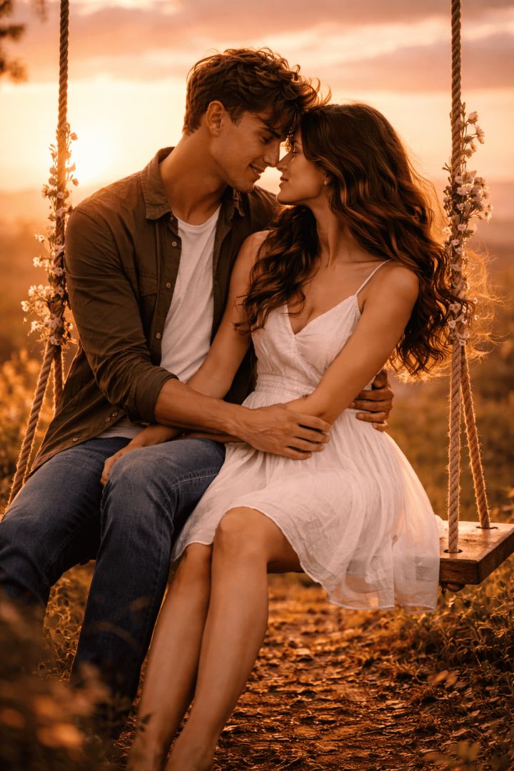 Lovers in the golden sunset love wallpaper