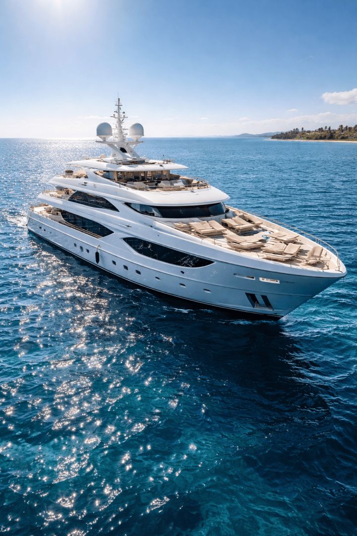 Luxurious superyacht on tranquil waters luxurious life wallpaper