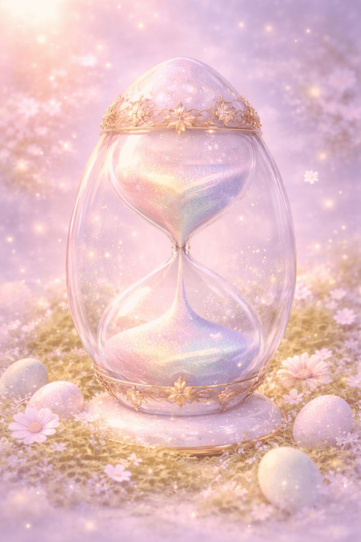 Magical pastel egg-hourglass in bloom easter wallpaper wallpaper