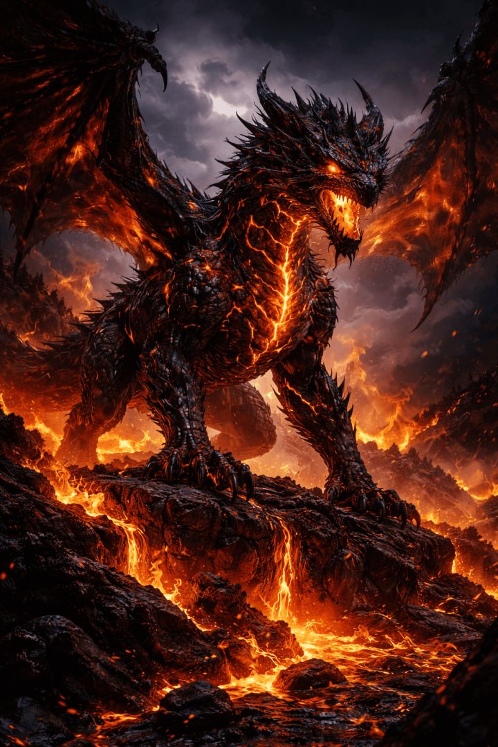 Molten heart of the dragon mythic creature wallpaper