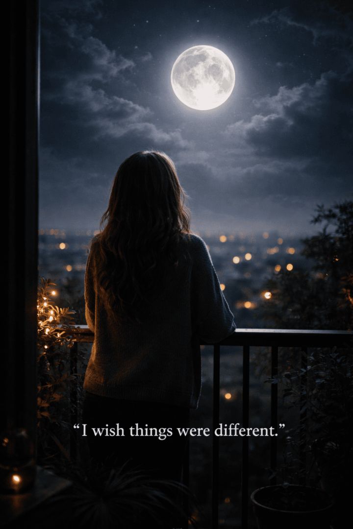 Moonlit thoughts on a quiet balcony sad wallpaper