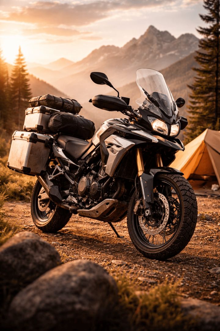 Morning ride at mountain campsite bike wallpaper