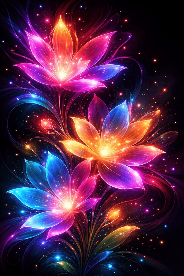 Neon bloom explosion of colors abstract wallpaper