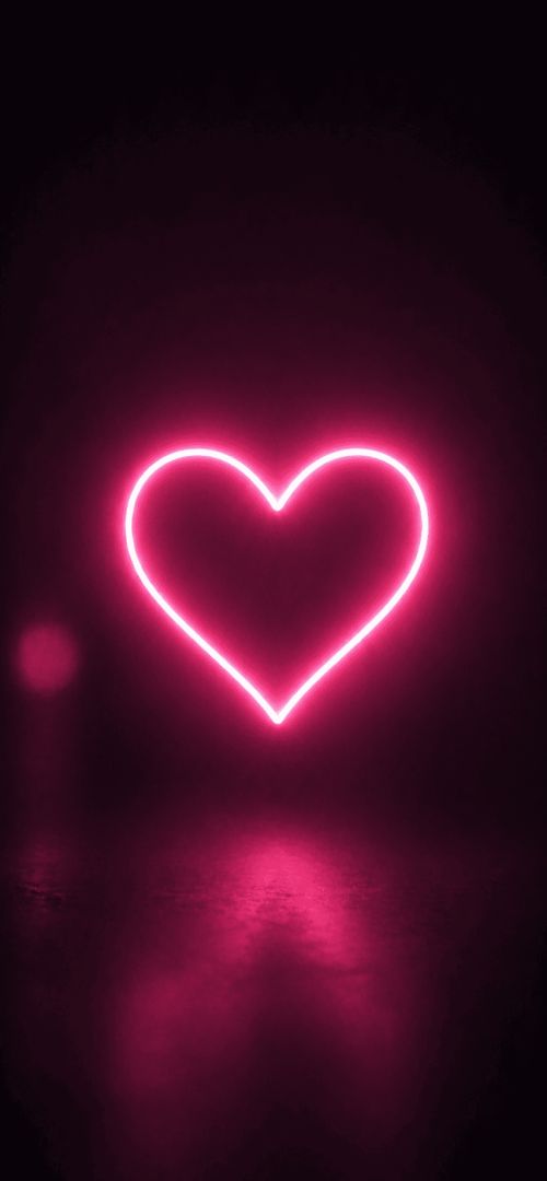 Neon heart on dark purple backdrop cute wallpaper