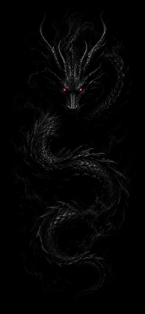 Ominous dragon in smoky shadows wallpaper