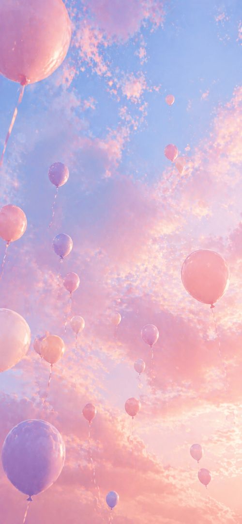 Pastel balloons in a dreamy sky cute wallpaper