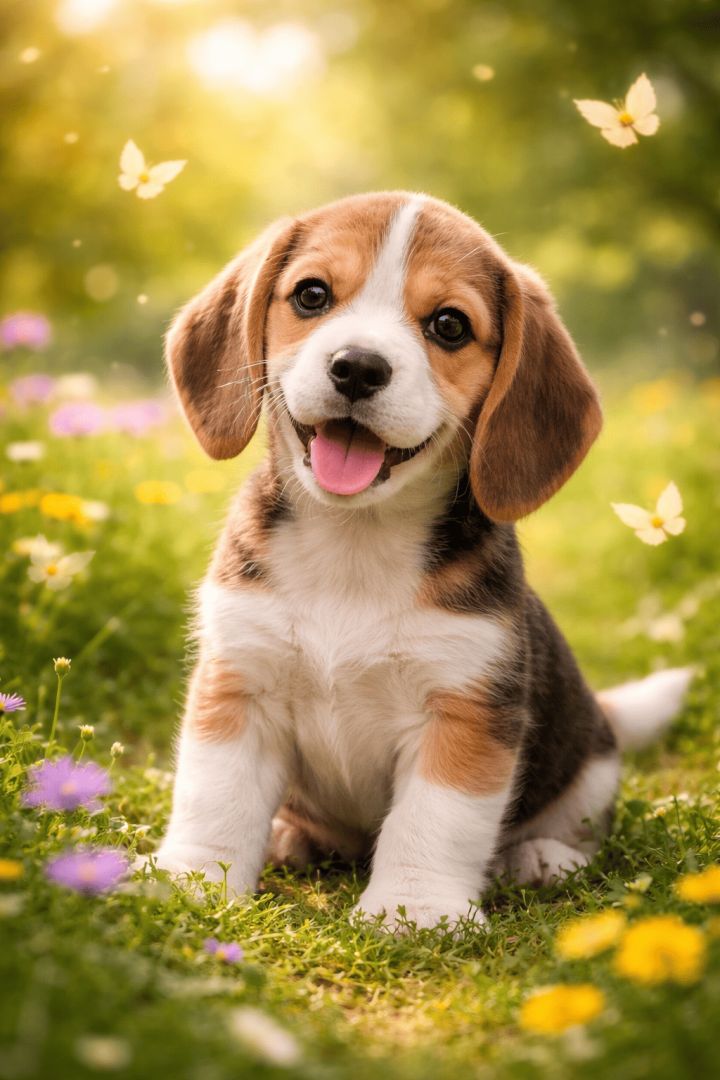 Playful Beagle puppy in the park dog wallpaper