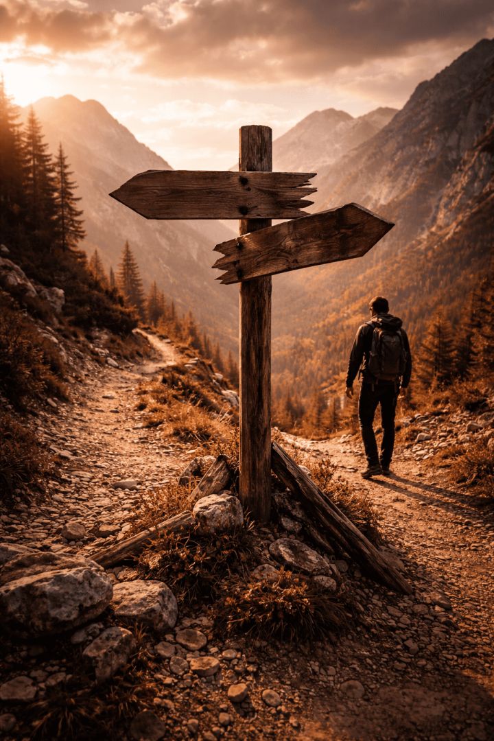 Quiet crossroads in the mountains hiking wallpaper