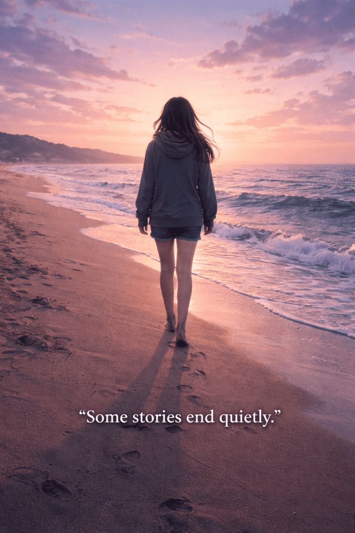 Quiet morning walk on the beach sad wallpaper
