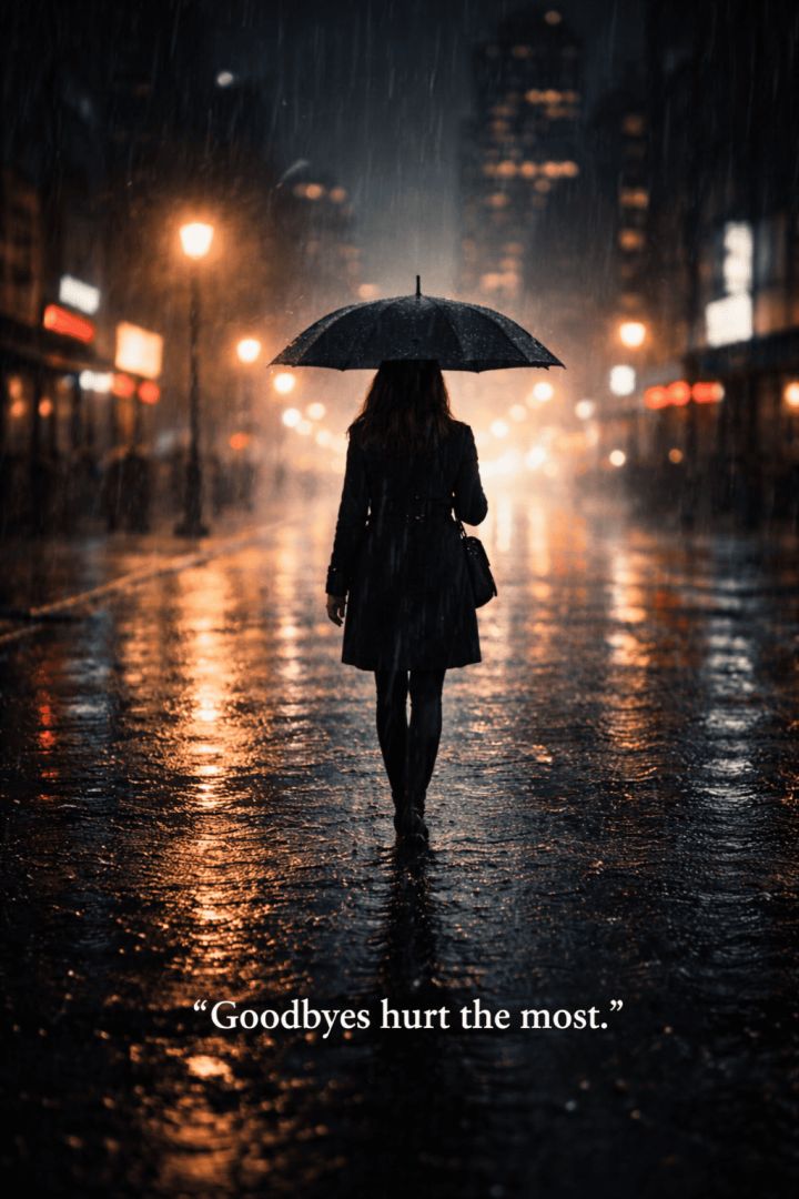 Rainy city farewell at night sad wallpaper