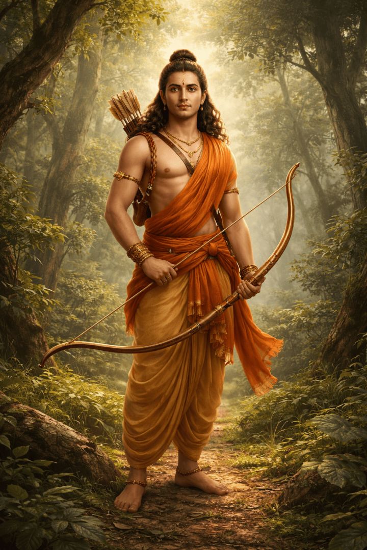 Ram ji in a peaceful forest god wallpaper