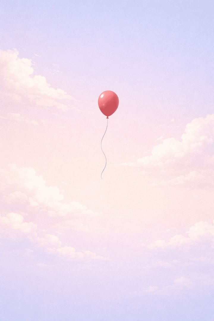 Red balloon in soft sky minimalist wallpaper