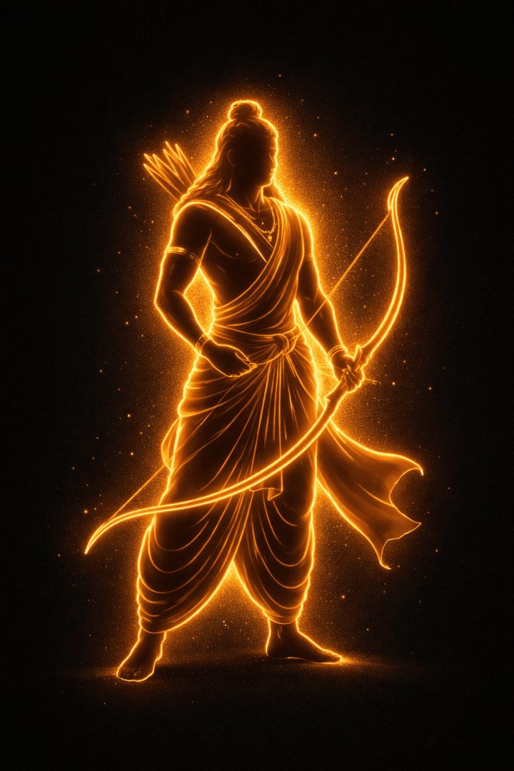 Saffron silhouette of Lord Ram god wallpaper