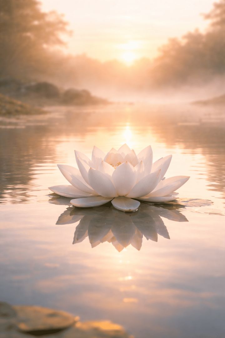 Serene lotus at dawn flowers wallpaper