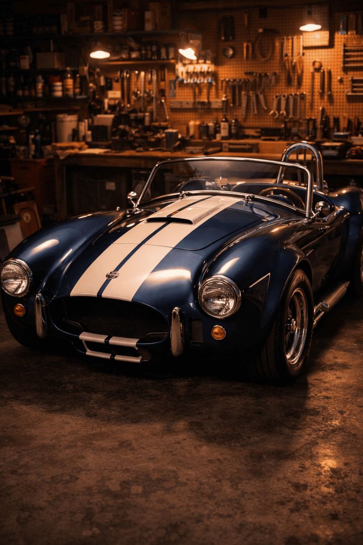 Shelby Cobra in workshop glow car wallpaper