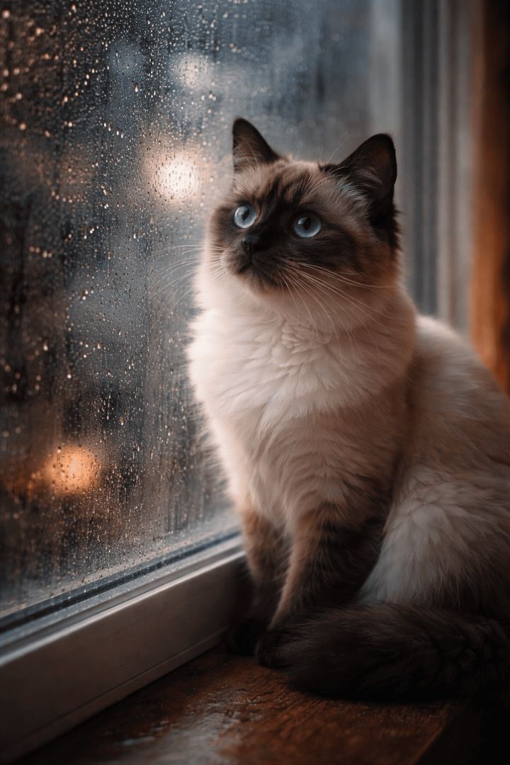 Siamese cat at the window cat wallpaper