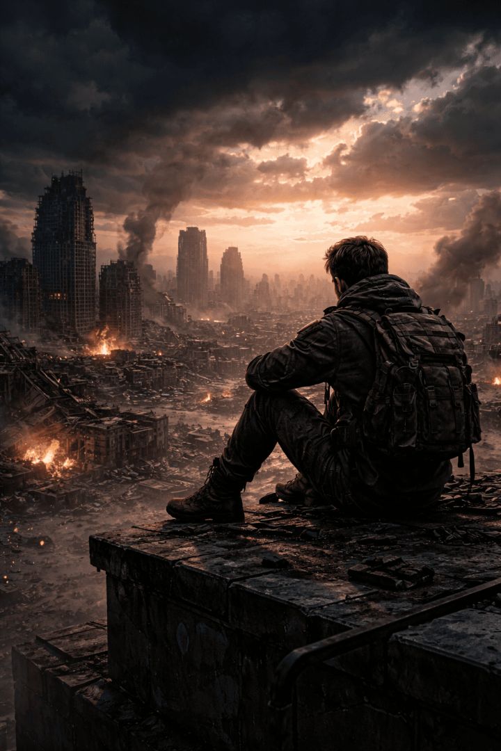 Silent watch over a ruined city game wallpaper