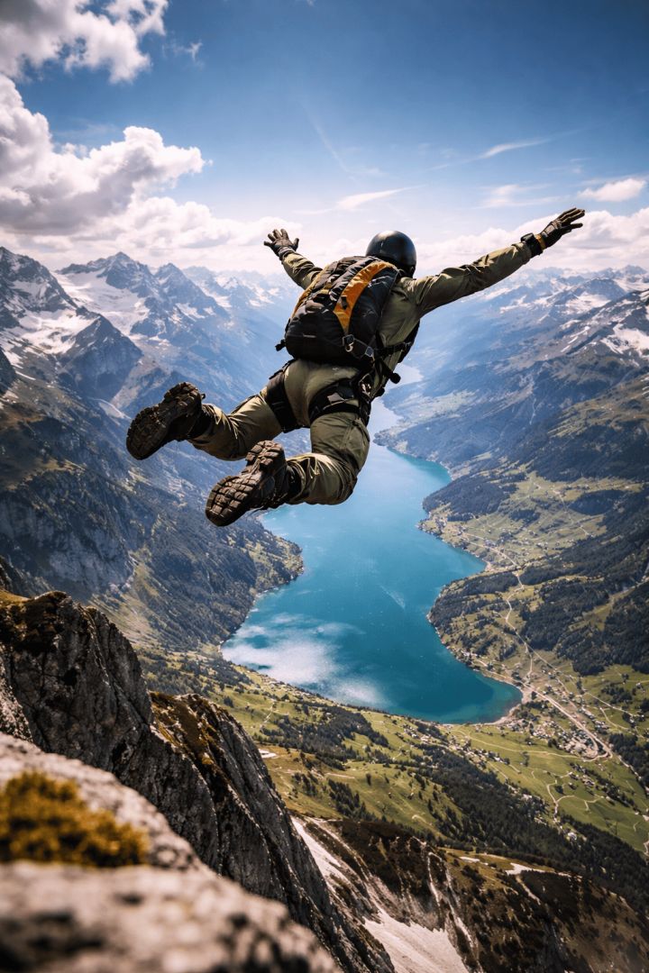 Skydiver over the Swiss Alps adventure wallpaper