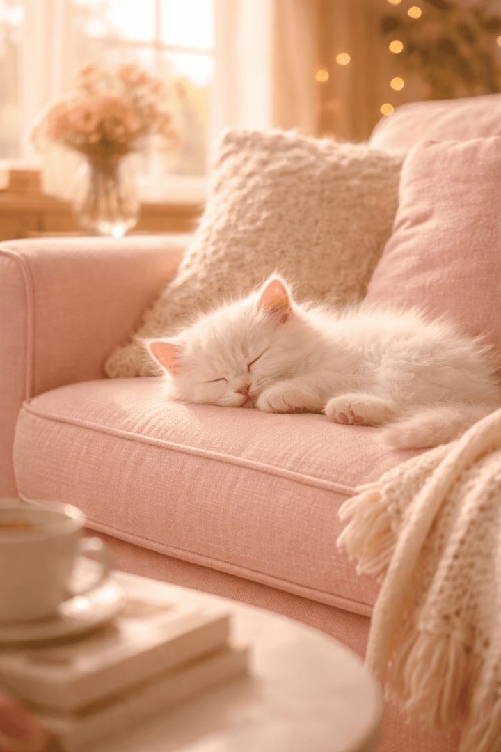 Sleepy kitten in soft sunlight cat wallpaper