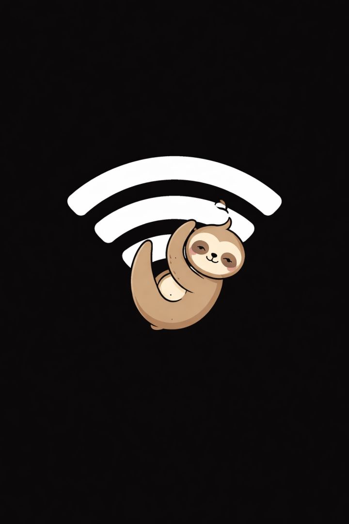 Sloth lounging on WiFi symbol funny wallpaper